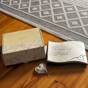 Lenox Silver Wedding Guest Book with Heart Pen